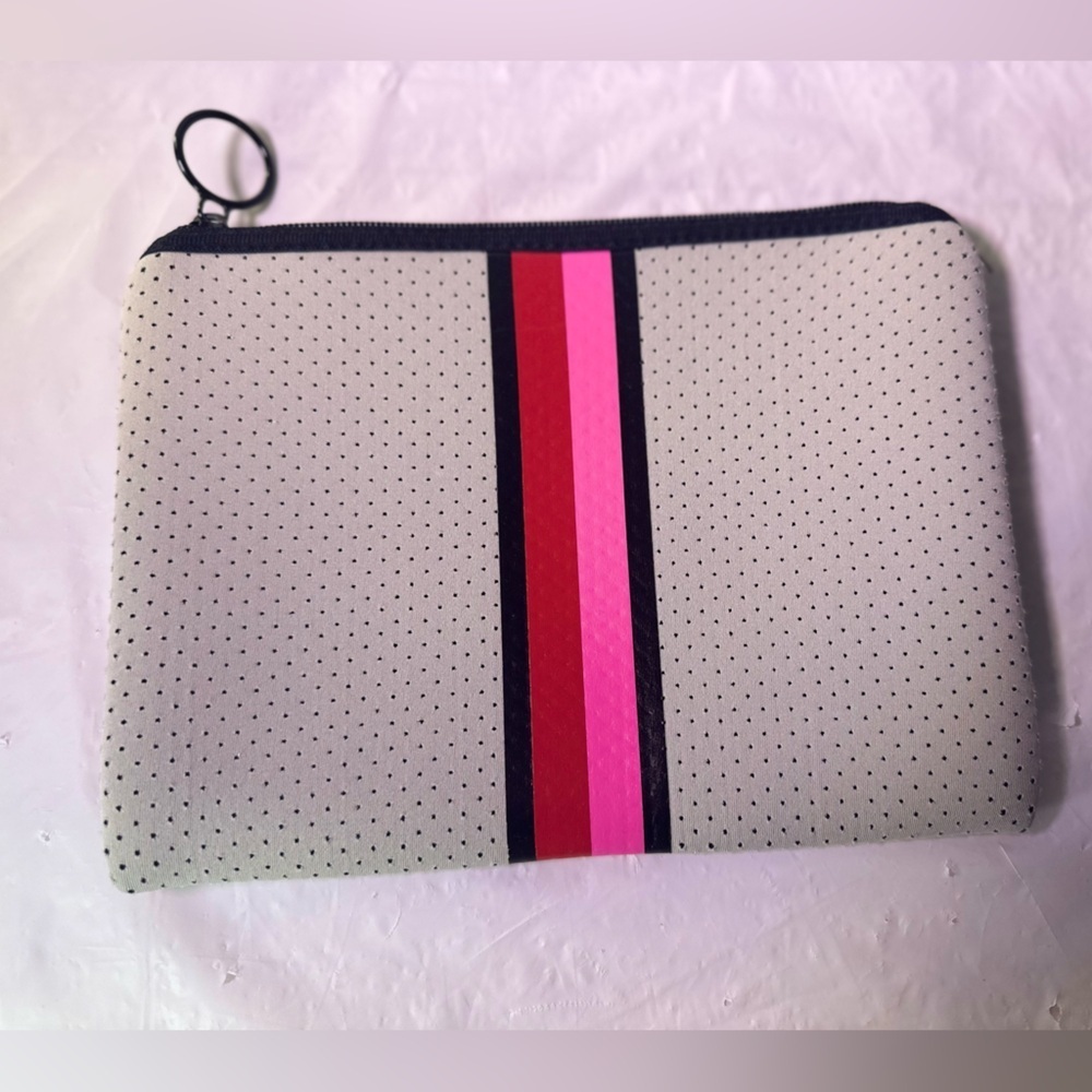 HAUTE SHORE Mini Bag in Gray with Pink and Red Stripes